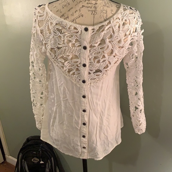 Beautiful shirt lace by altard state sz small white - Picture 3 of 9
